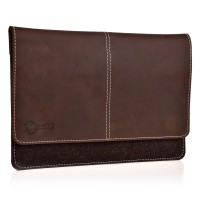 ALMWILD iPad 11", 10.5", 9.7" Tasche Schnaxerl. Echtes Leder & Filz, Farbe Trüffelbraun-Braun