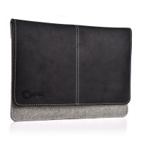 ALMWILD iPad 11", 10.5", 9.7" Tasche Schnaxerl. Echtes Leder & Filz, Farbe Alpsteingrau-Schwarz