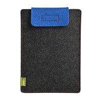Almwild iPad Mini / Schofliesl - Sleeve in Schiefergrau mit Verschlusslasche in Bergseeblau