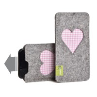 Almwild iPhone 13 Mini / 12 Mini - Hülle BREIT Gschbusi, Alpsteingrau, Filz für iPhone+Backcase