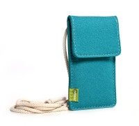 Almwild iPhone 13/13 Pro - Umhängetasche BREIT Leni, Türkis, Filz für iPhone+Backcase