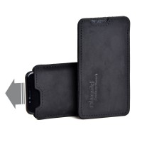 Almwild iPhone 15/15 Pro - Hülle BREIT Sattlerschorsch, Schwarz, Leder für iPhone+Backcase