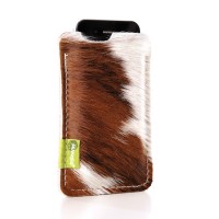 Almwild iPhone SE/8/7/6 -Hülle Muuhh in Bunt aus echtem Kuhfell und 100% Merino-Wollfilz